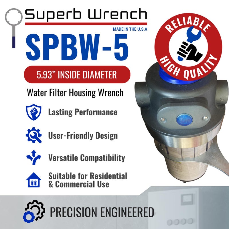 Superb Wrench SPBW-5 Heavy Duty Metal Water Filter Housing Wrench (5.93 inch Inside Diameter) - Image 2